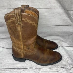 Ariat Women’s 9B Heritage Roper Brown Leather Cowboy Western Boots